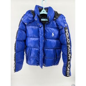 Polo Ralph Lauren Puffer Jacket Duck Down Logo Full Zip Hooded Women's Small S